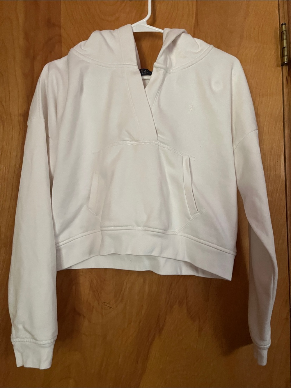 Polo by Ralph Lauren Cream Pullover cropped Hooded Sweatshirt